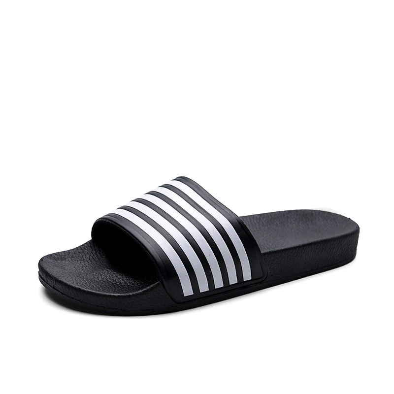 New Men's Slippers Black And White Striped Soft EVA Flip Flops Couple 38-50 House Sandals for Men Size 48 Summer Beach Slippers