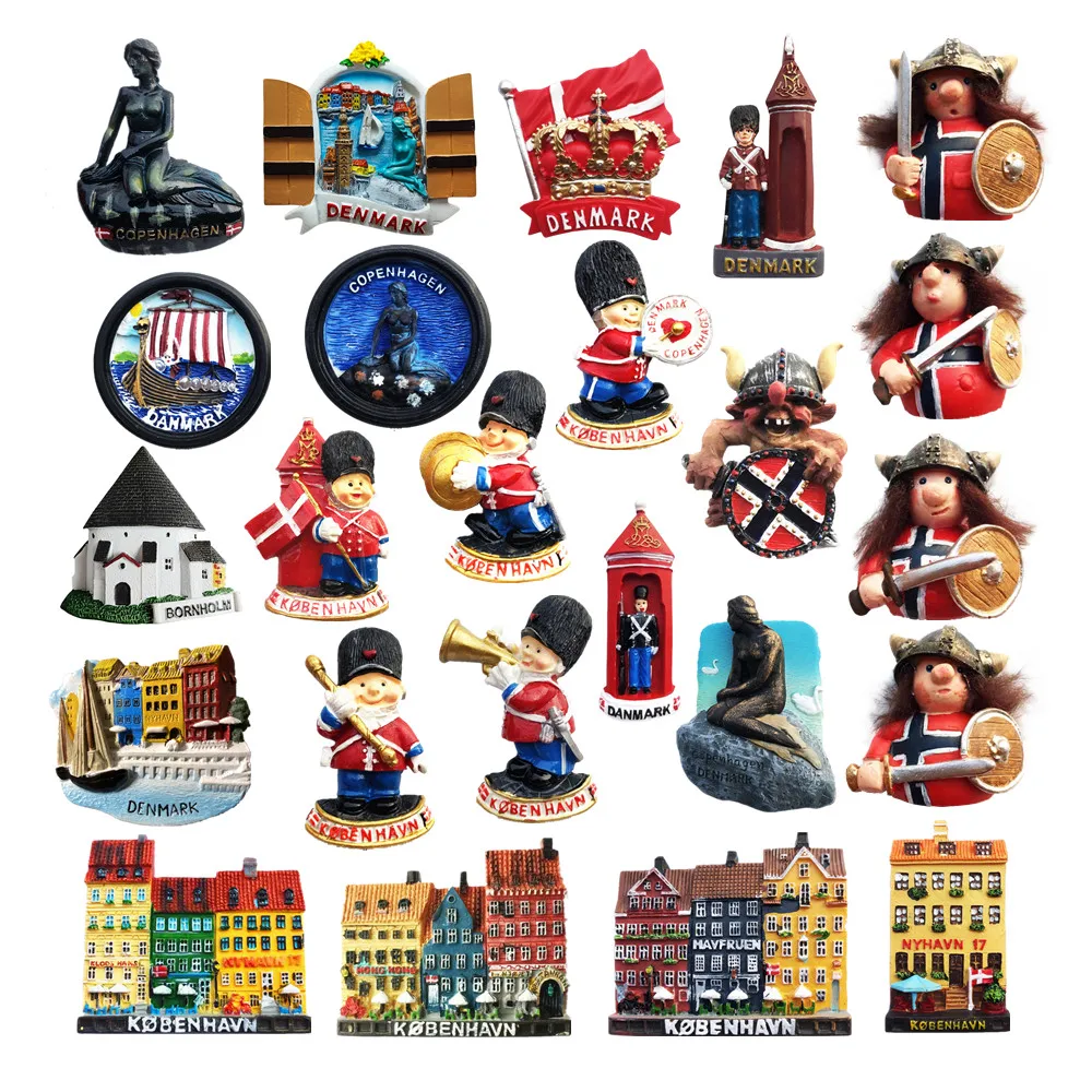 Magnetic fridge magnets magnetic sticker magnetic fridge stickers refrigerator decor Europe Denmark 3D Fridge Magnet Tourist Souvenirs Refrigerator Magnetic Stickers Travel collection Gift