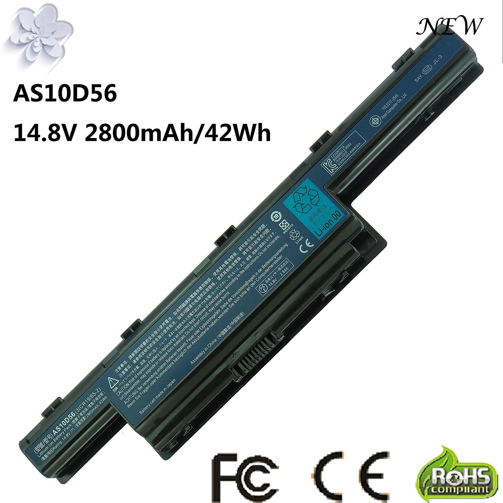 Bateria para Notebook Acer Aspire 5336-t353g16mnrr 5336-t353g25mnkk 14.8v 2800mah Ak.004bt.085 As10d56 Bt.00403.021 Bt.00405.013