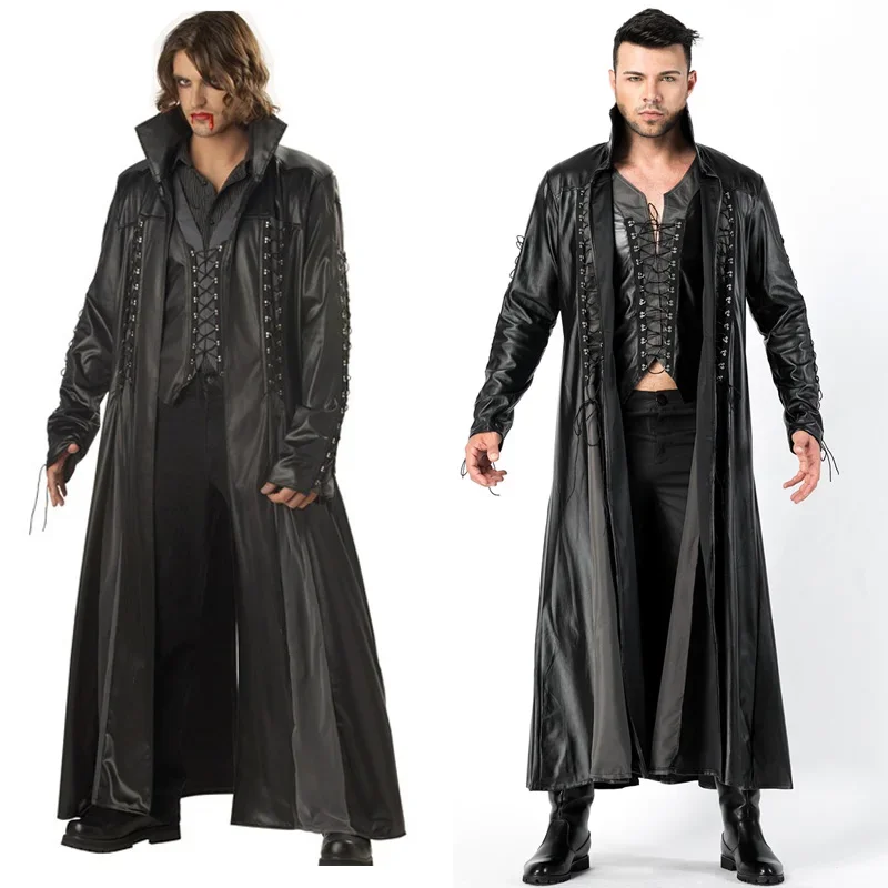 

Halloween Deluxe Man Medieval Cosplay Vampire PU Leather Fantasia Fancy Dress Costume
