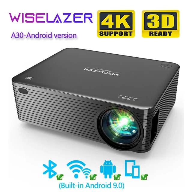 WISELAZER A30 1920x1080P LCD Smart Android 10.0 Wifi LED Video Home Theater Projector Support 4K Projector for Smartphone 1