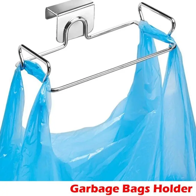 

Kitchen Trash Rack Cabinet Door Garbage Bags Holder Stainless Steel Closet Garbage Storage Holder