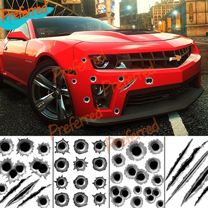

Creative DIY Waterproof Car Styling 3D Fake Shothole Scratch Car Sticker Decal for Your All Cars