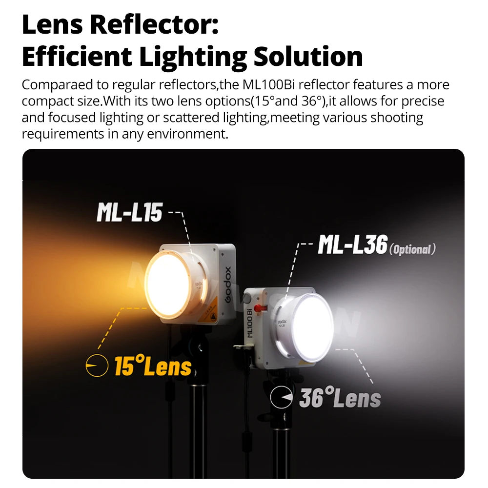 Godox ML100Bi 바이컬러 휴대용 LED 조명 120W 온보드 및 앱 제어 사진 램프(비디오 녹화, 라이브 스트리밍용)