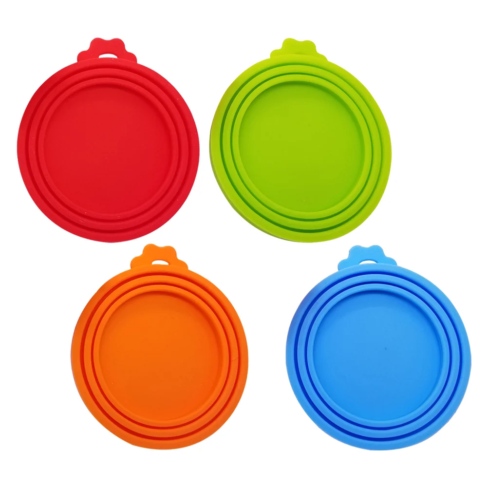 

4 Pcs Silicone Jar Lids Can Toppers for Dog Food Pet Covers Miniature Silica Gel Cans Pets