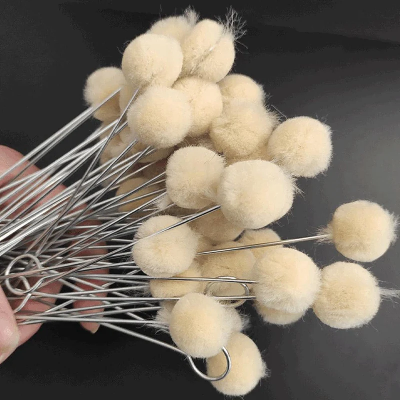100Pcs Handmade Leather Care Wool Ball Brush Handmade Leather Care Alcohol Dye Oily Dye Daubing Tool