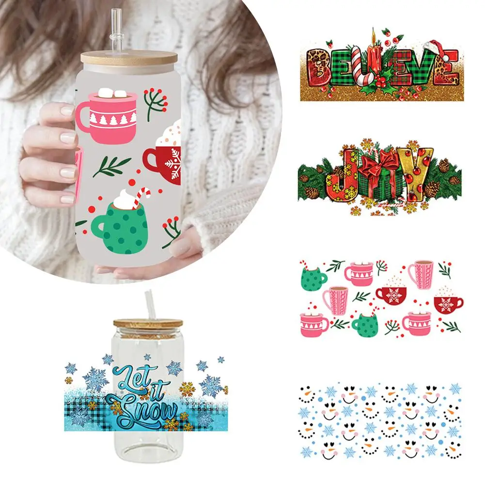 

UV DTF Transfer Stickers Christmas Themed Cup Wrap Waterproof DIY Transfer Selfadhesive Sticker Labels Logo O5P8