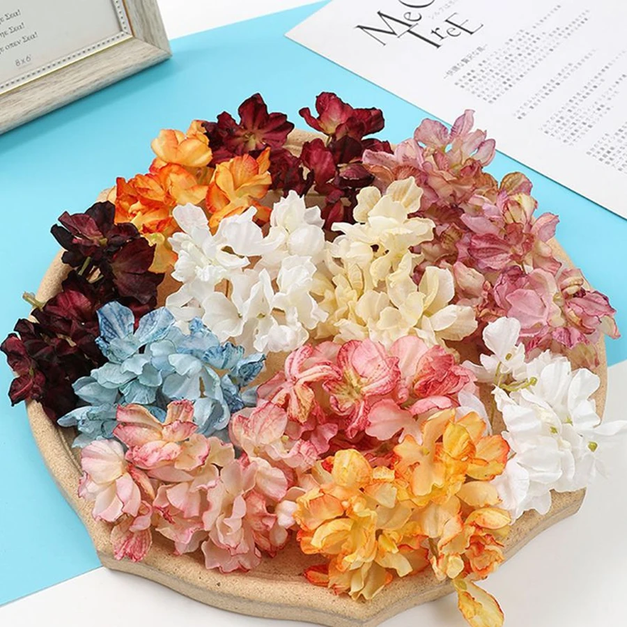 Mazzo Di Fiori Artificiali Ortensie Color Champagne | Composizioni Floreali Finti In Seta Per Matrimoni E Decorazione Casa | Ramo Singolo
