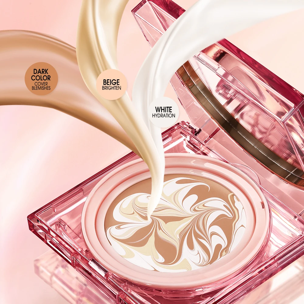 O.TWO.O Triple Cushion Compact Face Concealer Whitening BB&CC Cream Natural Oil-control Waterproof High Coverage Makeup Base bb cream cc cream air cushion cream cushion foundation face makeup primer