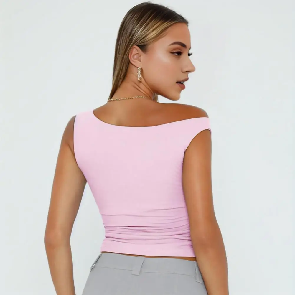 

Асимметричный топ, Женский Топ, стильный женский летний жилет с косым воротником, Асимметричный вырез, пуловер без рукавов, топ для A