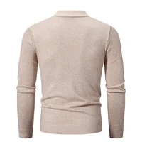 Autumn New Sweater Men's Half High Neck Basic Solid Color Casual Versatile Round Neck Knit with Slim Fit Elastic Sweater Inside 2