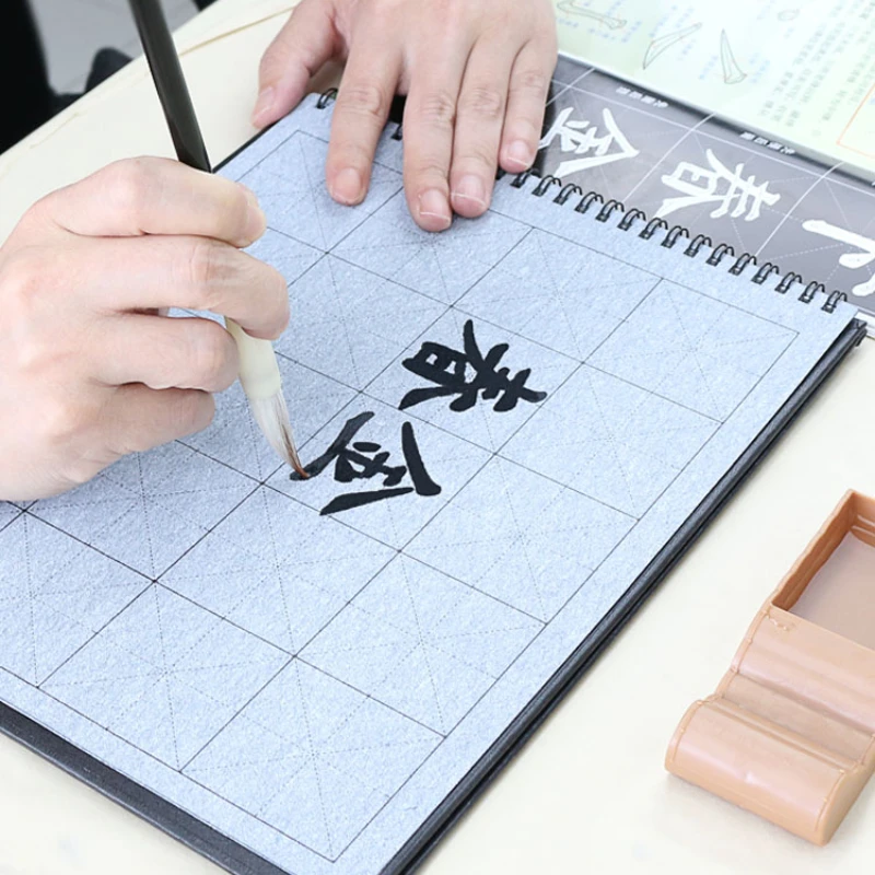 Calligraphy Brush Copybook Set Reusable Magic Water Writing Cloth Book Beginners Student Chinese Calligraphy Water Writing Cloth reusable magic water writing cloth book calligraphy brush copybook set beginner student chinese calligraphy water writing cloth