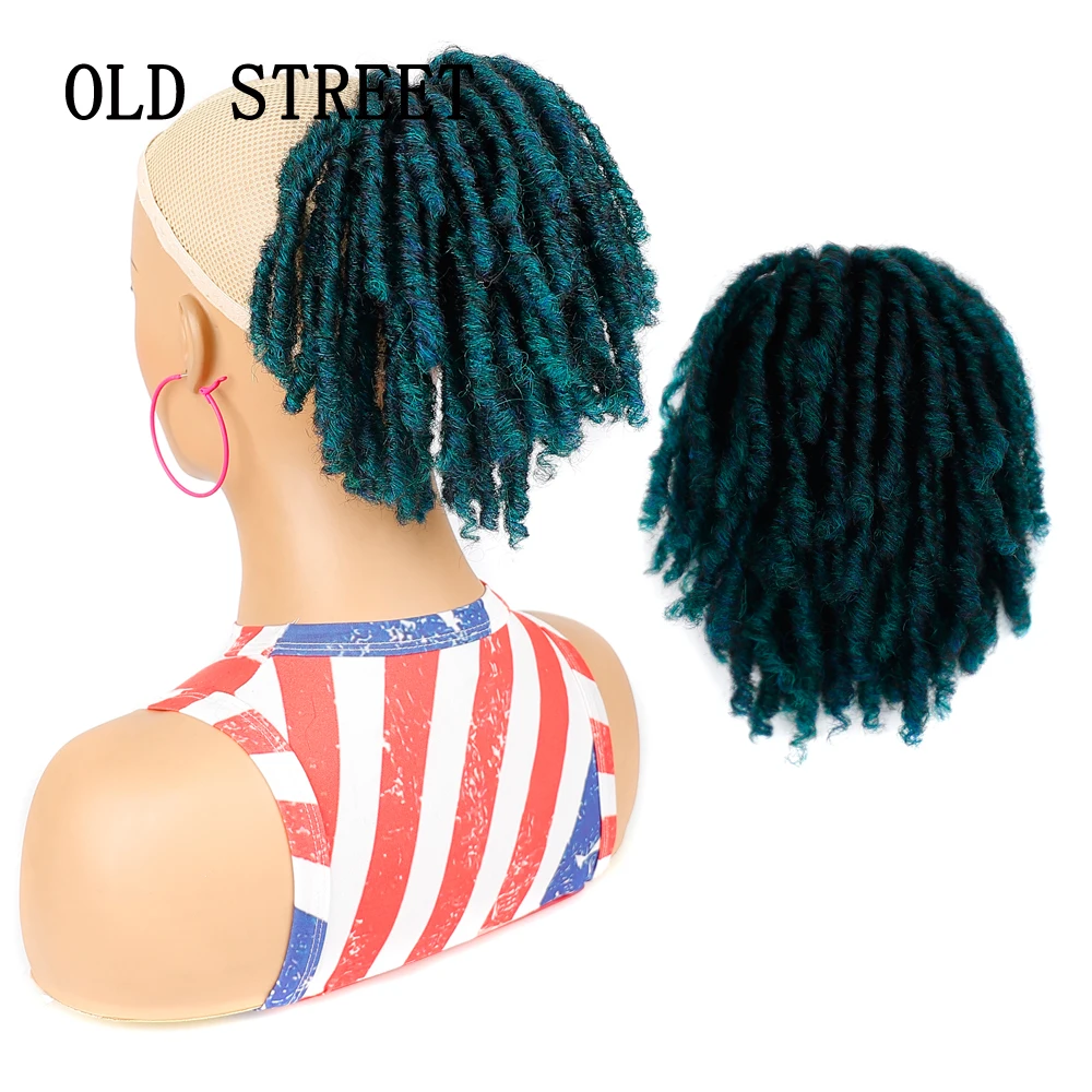 

Drawstring Synthetic Ponytail Dread Locks Afro Kinky Curly Faux Locs Short Clip In Hair Extension For Black Women Braiding Hair