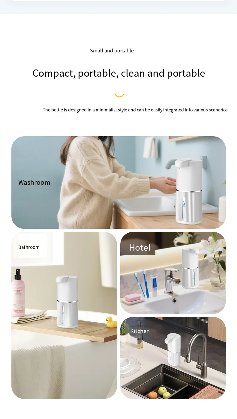 Touchless Automatic Soap Dispenser USB Rechargeable Electric Foaming Foam Dispenser for Kitchen Bathroom