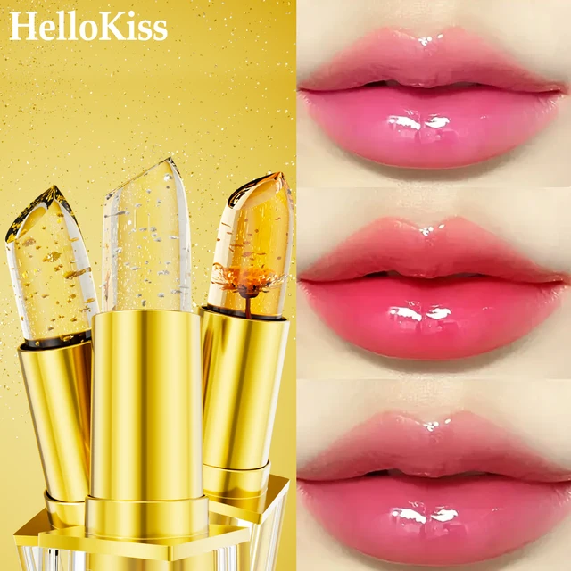 Make up 3pcs Lipstick Set Flower Jelly Crystal Clear Long Lasting Lips Color Change Pink lip gloss Cosmetics
