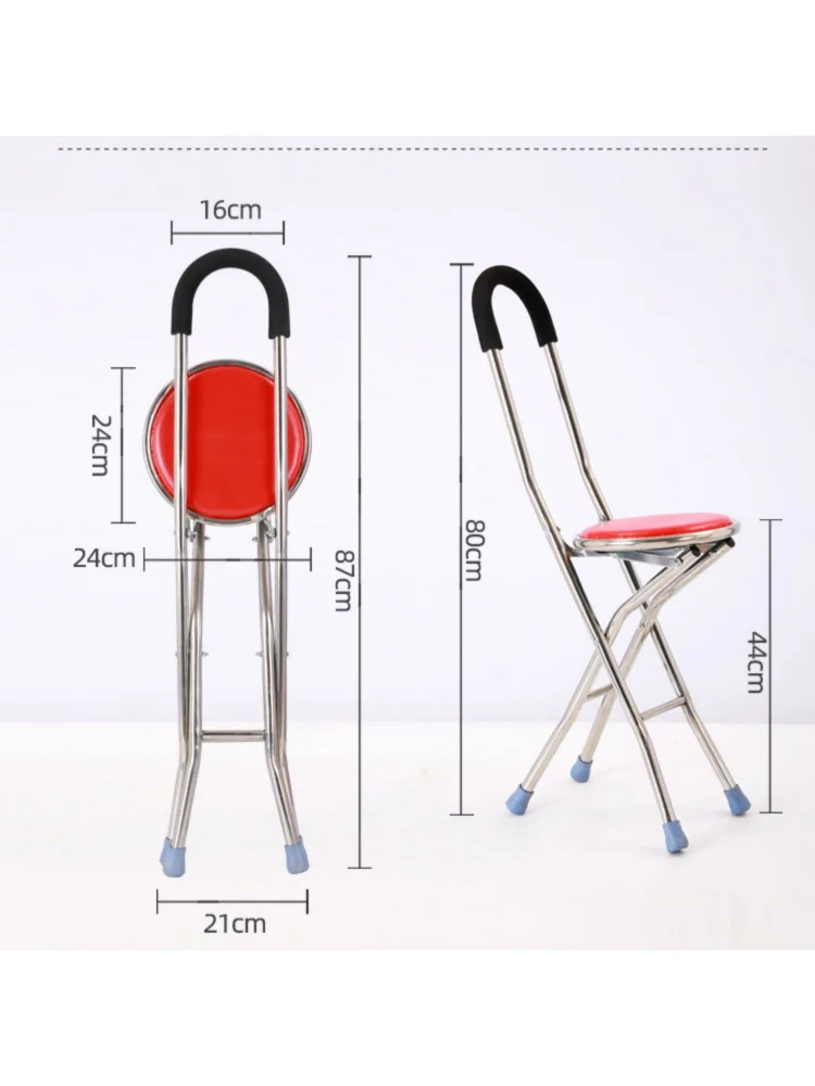 Non-Slip Crutch Bench Chair For The Elderly Can Sit Stick Seat Dual-Use Foldable And Portable Stool Walking Mountaineering