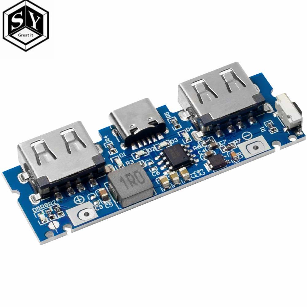마이크로/C 타입 USB 듀얼 USB 18650 부스트 배터리 충전기 보드, 모바일 파워 뱅크, 휴대폰 DIY용 액세서리, 5V 2.4A