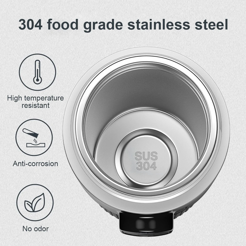 12V/24V 차량용 가열컵 디지털 LCD 디스플레이 스테인리스 스틸 휴대용 차량용 가열컵 500ML 컵 커피 우유 가열 주전자