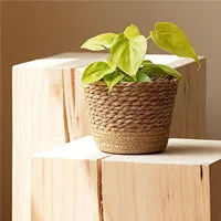 Nordic Style Natural Seagrass Woven Planter Basket Rattan Plant Flower Pot Set Home Decorative Multifunctional Storage Baskets 3