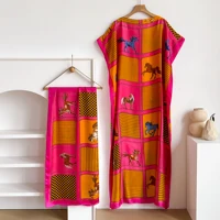 Robe Kaftan Élégante en Soie Imprimée pour Femme Musulmane, Nouvelle Mode Africaine Longue Abaya Koweïtienne Oversize pour l'Été 2026 5
