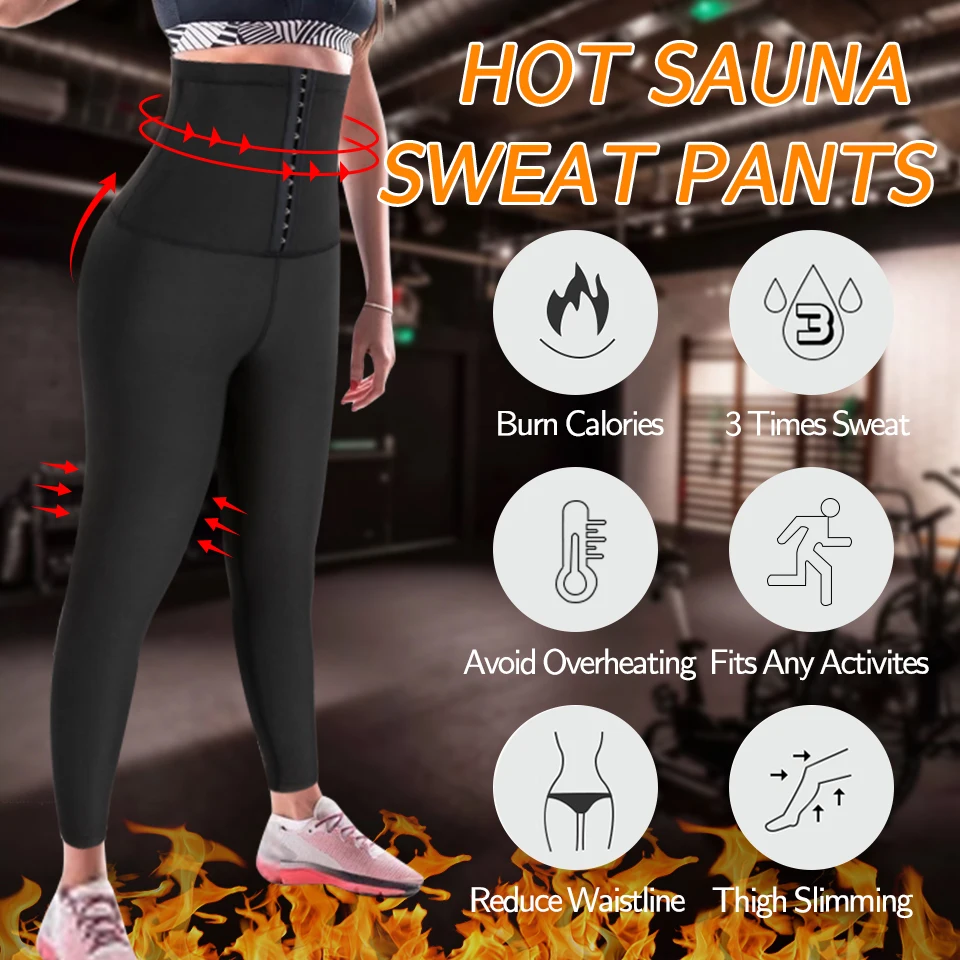 GUUDIA Heat Trapping Neoprene Legging Body Shaper Pants Extra Waist Band  Waist Trainer High Waist Tummy Control Leggings Shaper - AliExpress