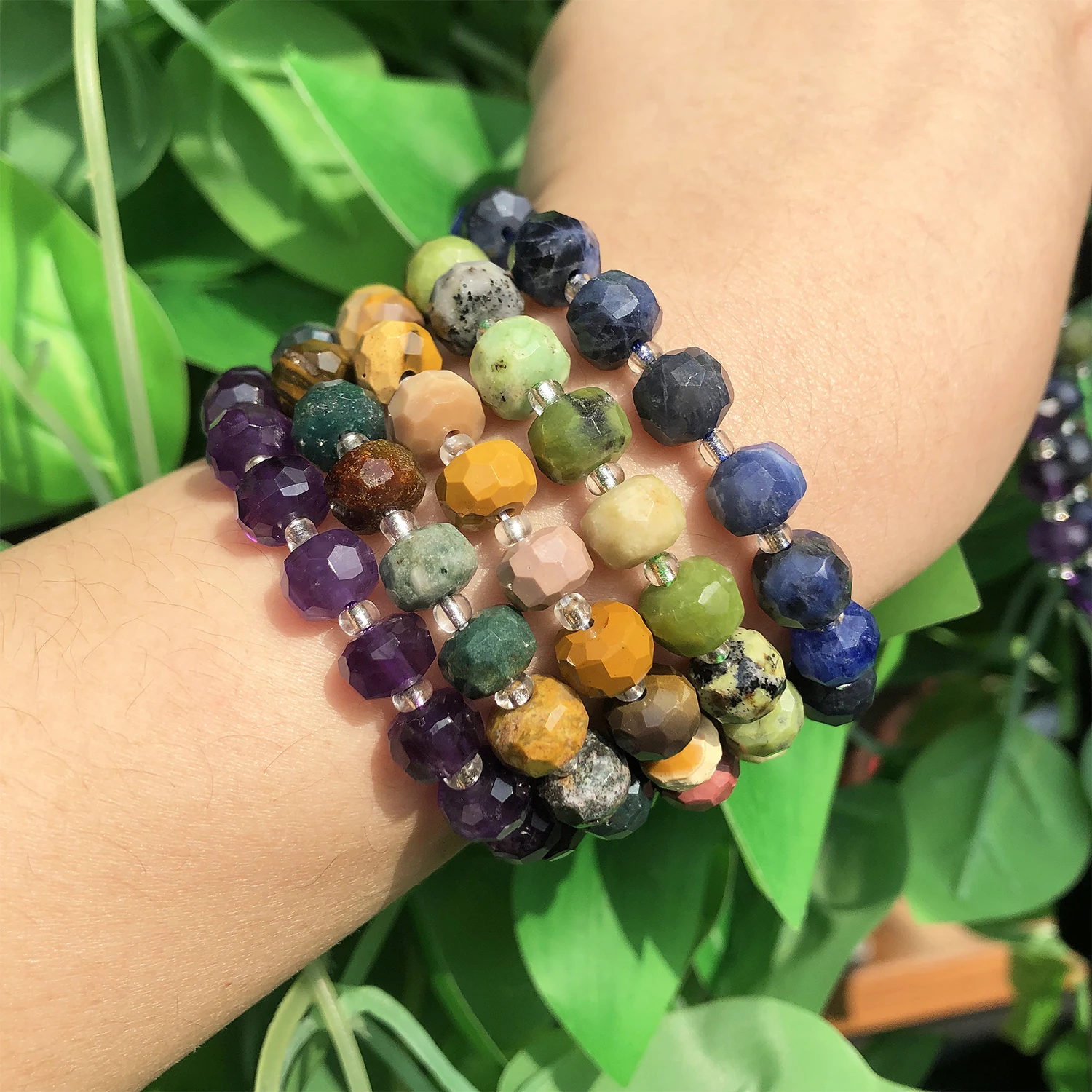 8x6mm Natural Wheel Stone Beads Faceted Amethysts Mookaite