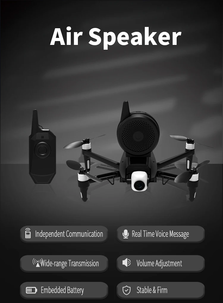 KK13 Drone, Air Speaker Independent Communication Real Time Voice D range Transmission Volume Adjustment Embedded