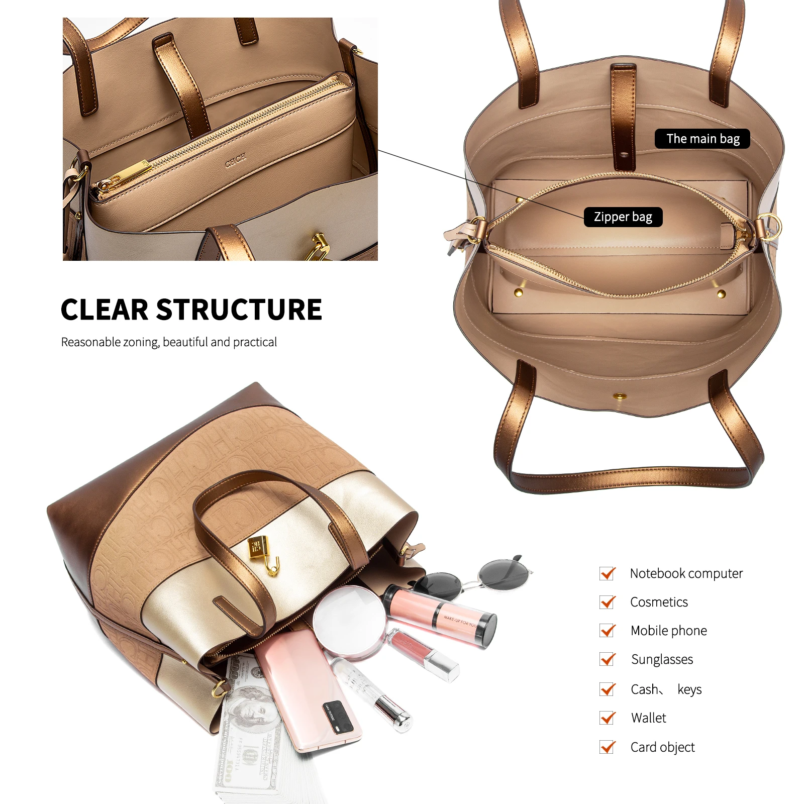 حقيبة حمل نسائية من CHCH، تتميز بسعة كبيرة وتصميم...