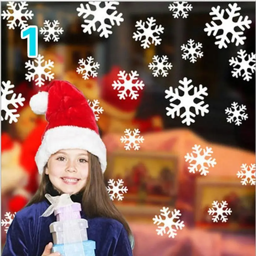 DIY Living Room Window Glass Cabinet Display Decorated With Home Decoration Mural Decals 27 Pcs Christmas Snowflake Wall Paste