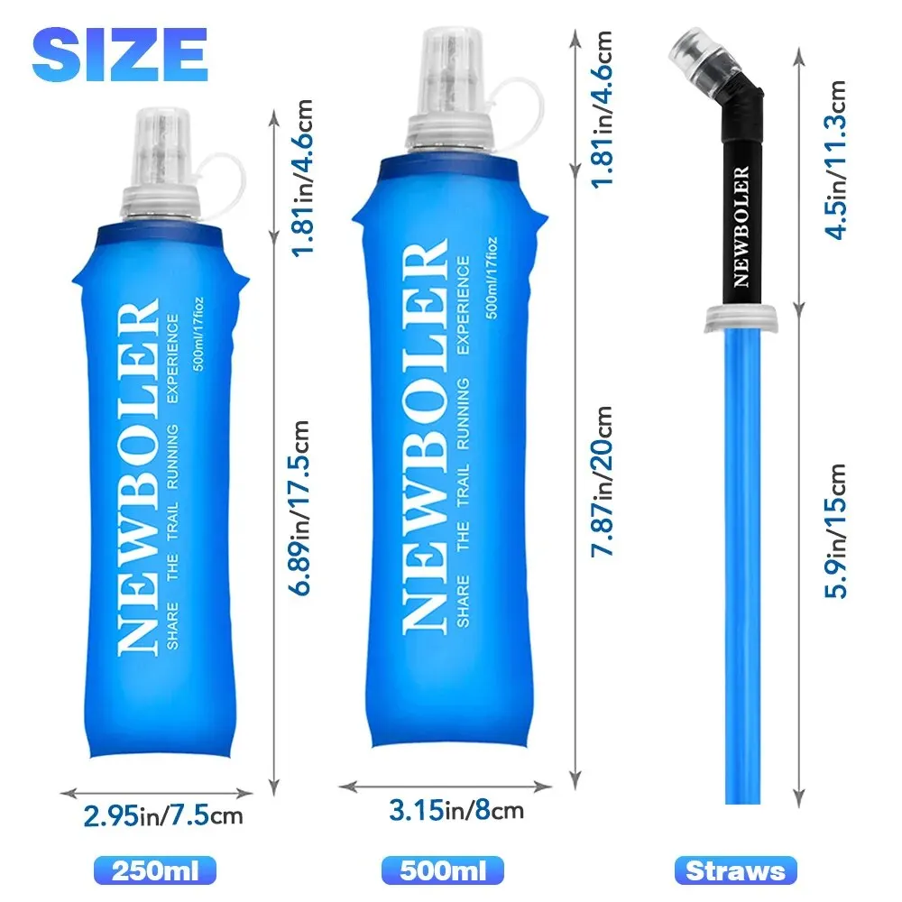 NEWBOLER 250ml 500ml Water Bottle TPU Folding Soft Flask Sport Water Bottle Water Bag Collapsible Water Bottle Running Camping 2