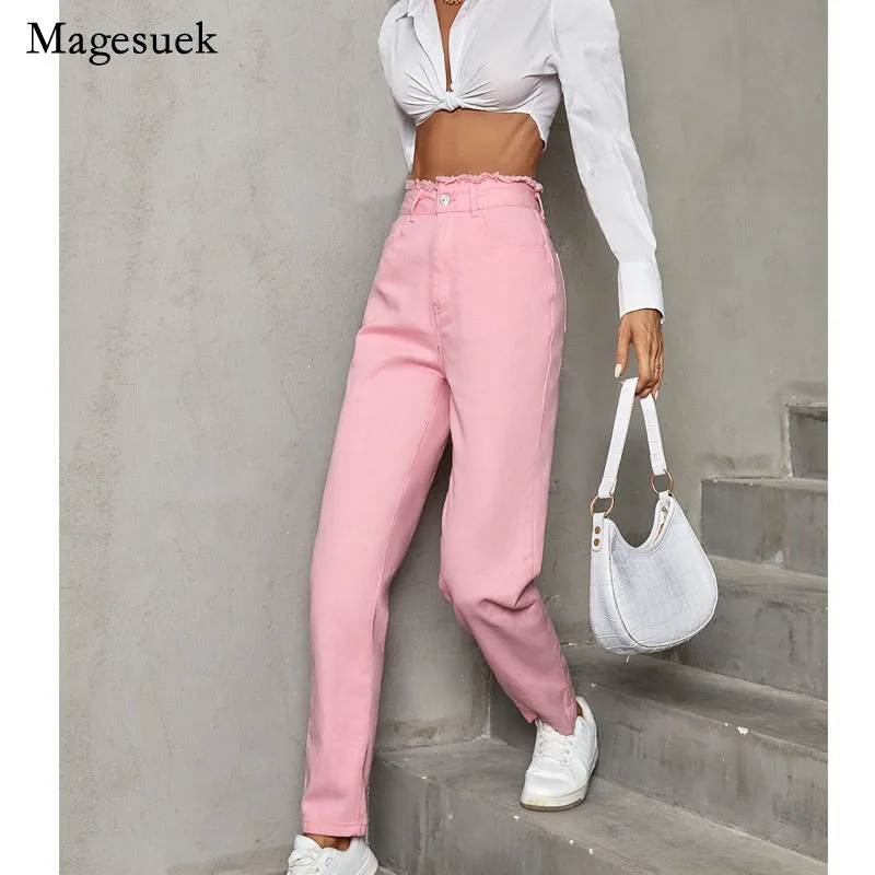 

2022 Autumn Casual Fashion Streetwear Jeans European and American Popular Pink Jeans Denim Mid Waist Pants Jeans Femme 23166