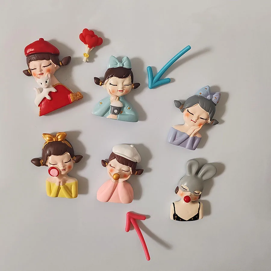 2pcs Personalized and Fun 3d Fashion Girls Refrigerator Magnets Creative CuteFridge Photo Message Magnet Decorative