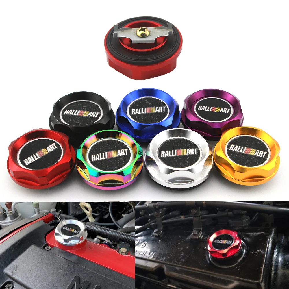 Ralliart Car Racing Engine Oil Cap Oil Fuel Filler Cover Cap For Mitsubishi HT6315 Galant Montero Diamante Outlander Space Star engine oil filler cover
