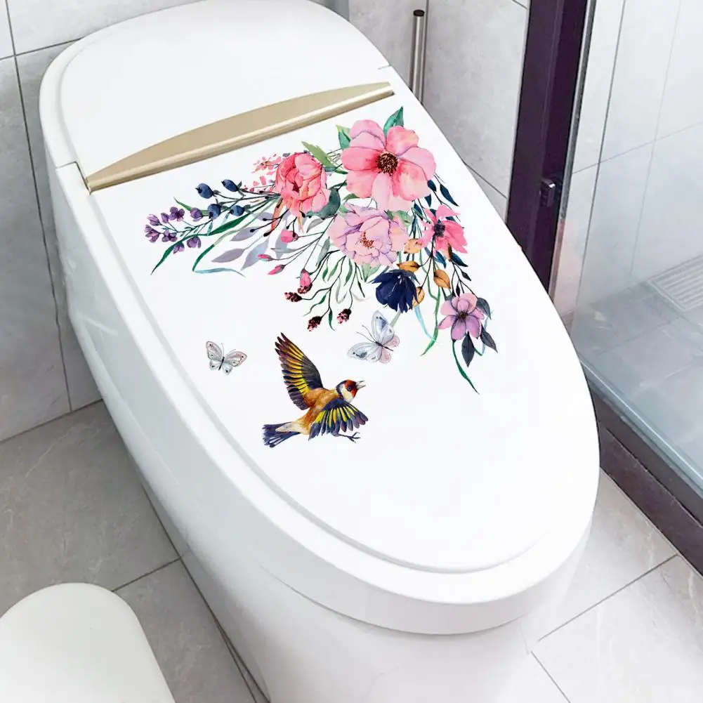 Flowers And Birds Wall Sticker Bathroom Toilet Decor Living Room Cabinet Refrigerator Home Decoration Decals Sticker M244