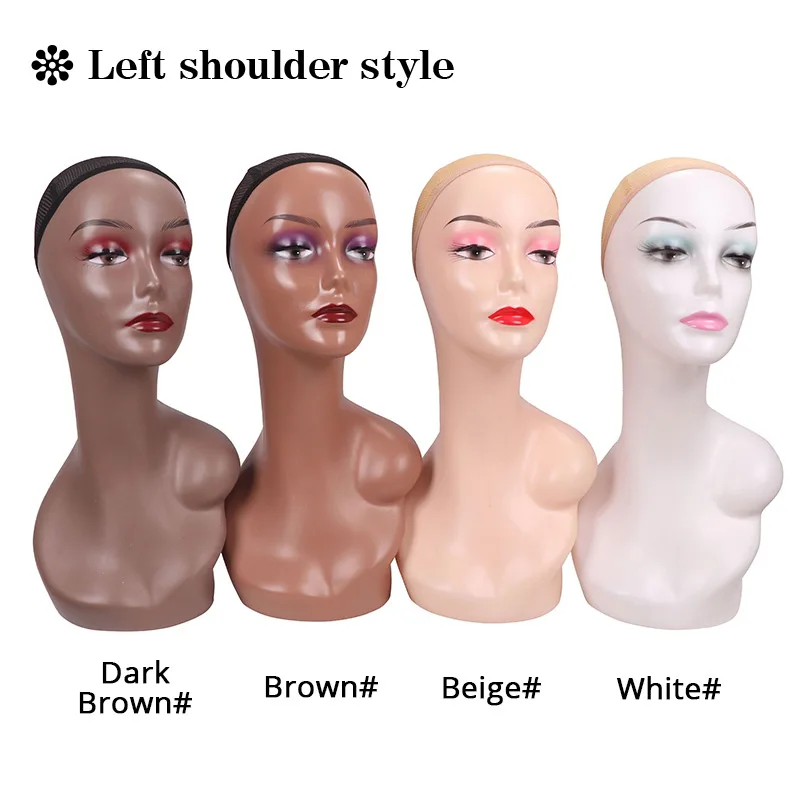 New Smiling Mannequin Head With Non-Slip Silicone Cap Multiple Makeup Wig  Mannequin Head With Shoulder Display Manikin Head Bust