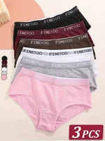 Nouveau 3 pièces slips en coton pour femmes lettre ceinture sous-vêtements femmes culottes Sexy slips respirants femme Stretch dames Lingerie douce 1