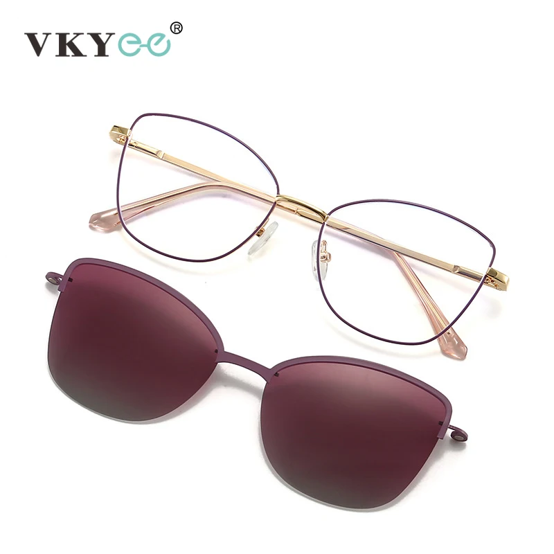 VICKY New Fashion Cat Eye Polarized Sunglasses Magnetic Clip-On Myopia Optical Glasses Customizable Prescription 7015 - Image 3