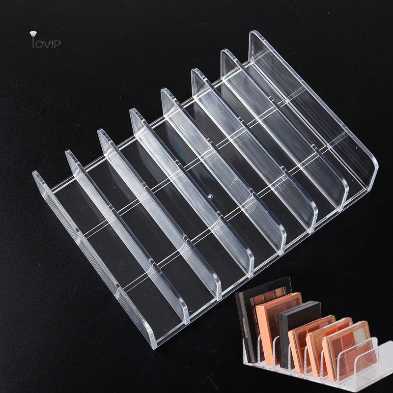 

Eyeshadow Palette Organizer Powder Cake Storage Box Makeup Tools Holder Compartment Transparent Plastic Desktop Storage