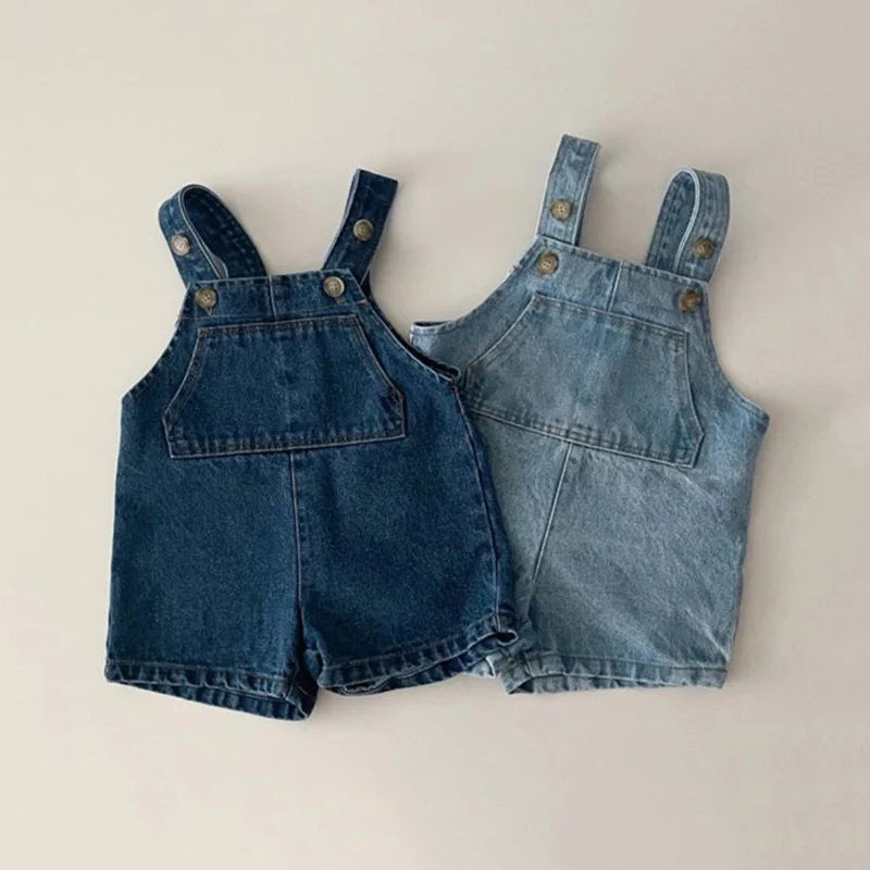 Spring Summer Baby Trousers Solid Boys Denim Overall Kids Casual Pants Infant Girls Jeans Toddler Kids Pants