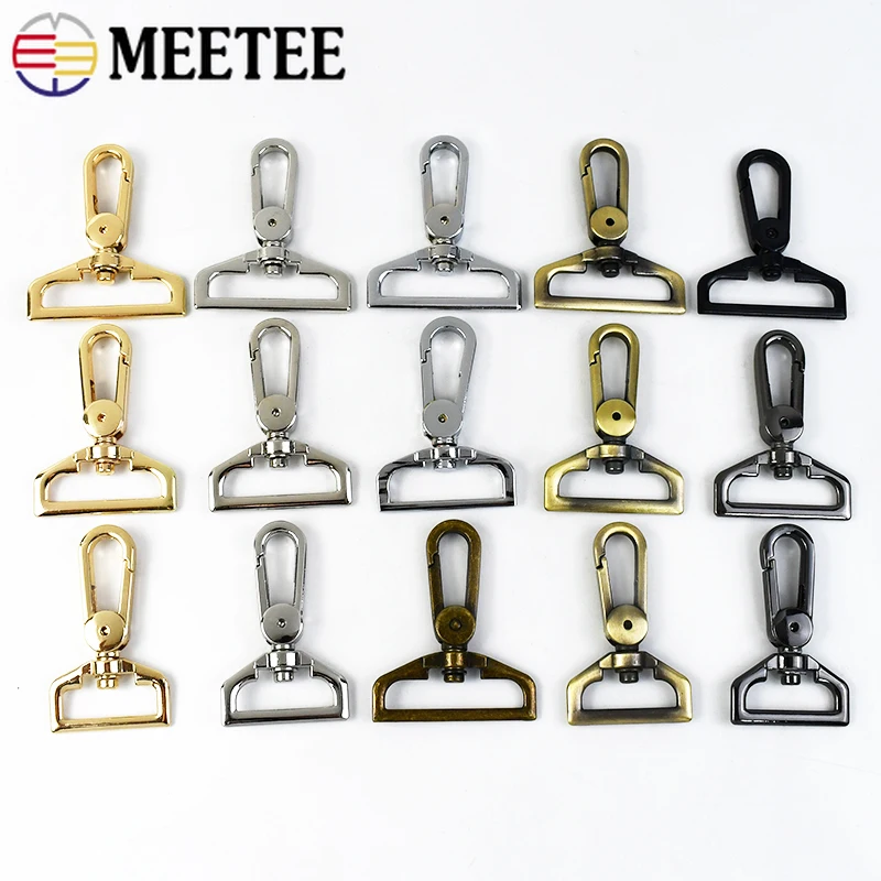Meetee 금속 랍스터 걸쇠 버클 백 스트랩 카라비너 클립, 회전 트리거 스냅 후크 키체인 액세서리, 25mm, 32mm, 38mm, 2 개, 5 개