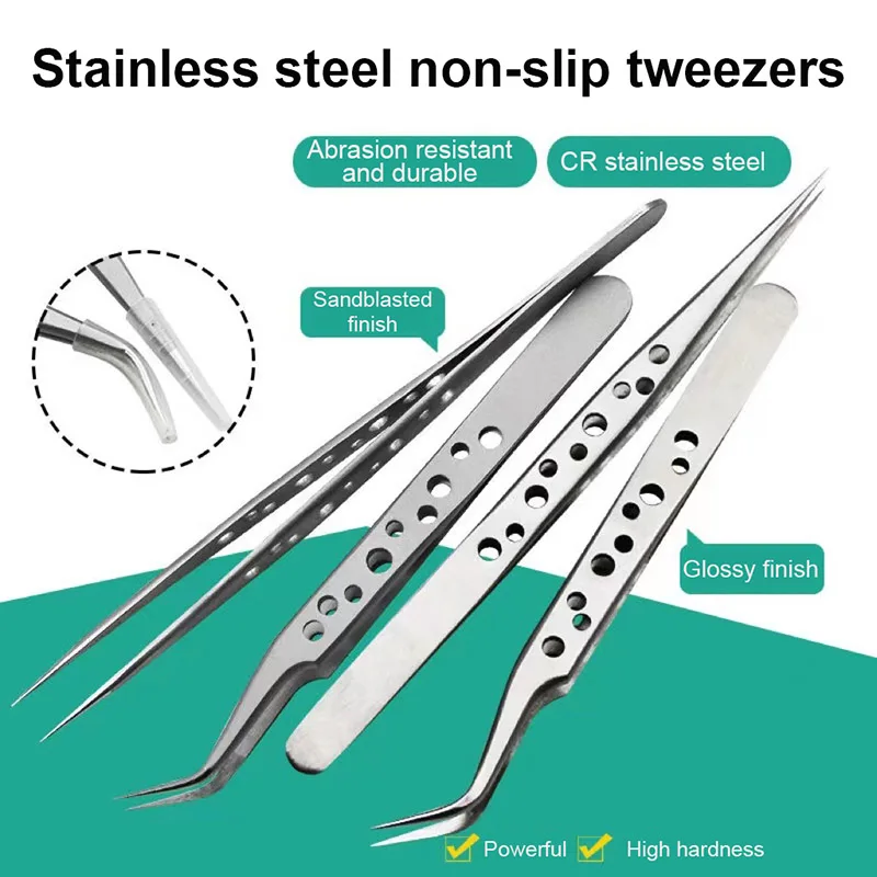 Industrial Precision Tweezers Anti-static Magnetic Stainless Steel Tweezers Set For Electronics Soldering Maintenance Hand Tools precision tweezers