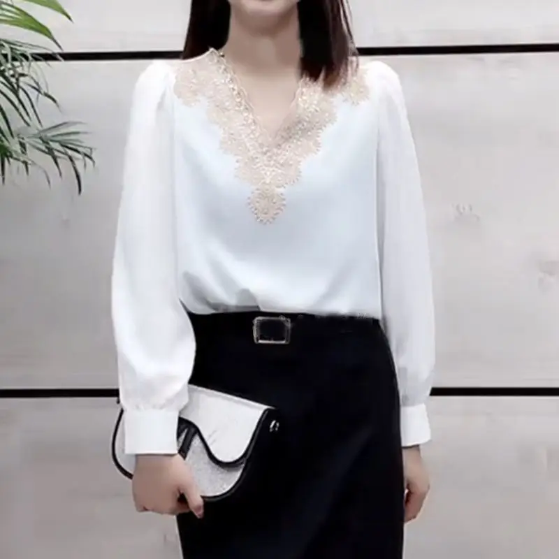 여성용 v넥 레이스 언더코트, 랜턴 슬리브, 루즈한 블라우스, 얇은 타이 다이, 다양한 색상, 봄/여름 플러스 사이즈, 쉬폰, 비치 스타일