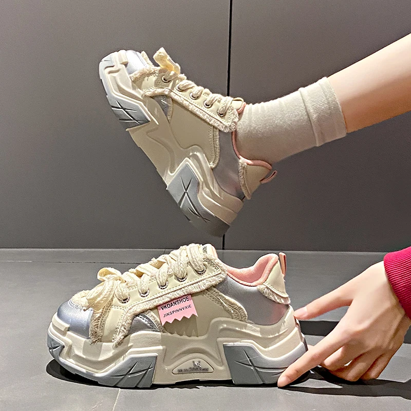 Women's Chunky Platform Sneakers Breathable Comfort Casual Walking Shoes For Lady 2