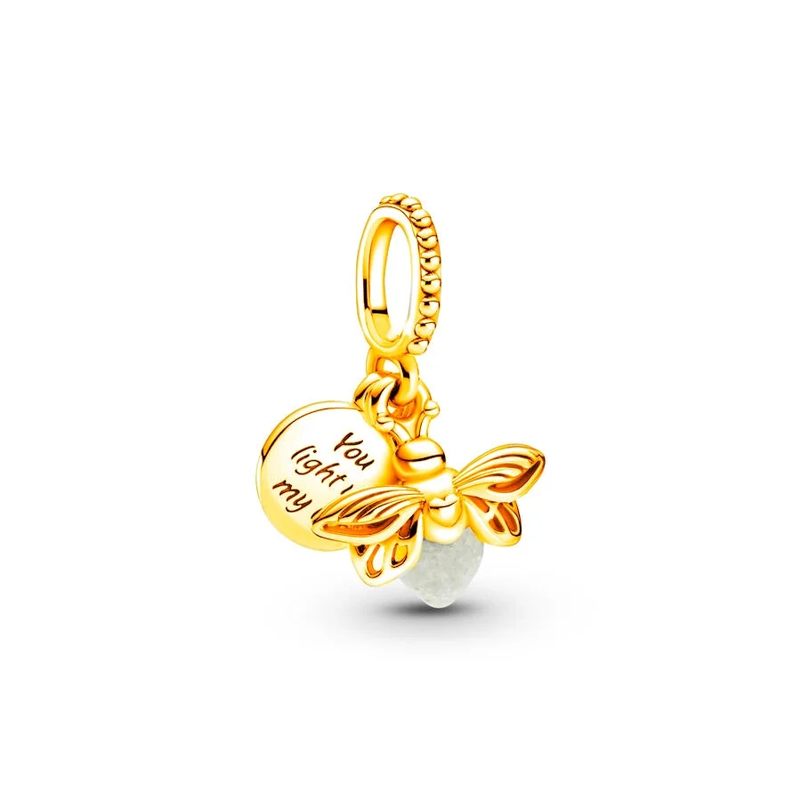 Glow-in-the-dark Firefly Sparkling Bee Red Ladybird Dangle Charm Beads Fit Original 925 Sterling Silver Bracelet Jewelry 6