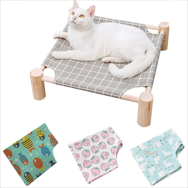 Cat and Dog Hammock Bed Wooden Cat Hammock Elevated Cooling Bed Detachable Portable Indoor Outdoor Pet Bed Suitable Cat and Dog Hammock Bed Wooden Cat Hammock Elevated Cooling Bed Detachable Portable Indoor Outdoor Pet Bed Suitable