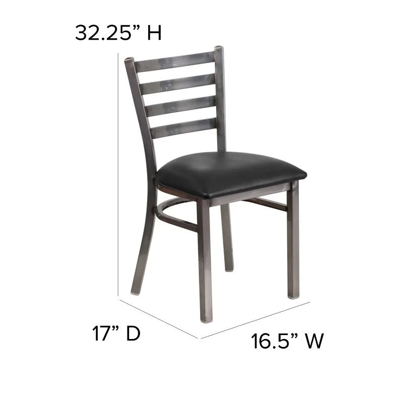 Series Clear Coated Ladder Back Metal Restaurant Chair 5