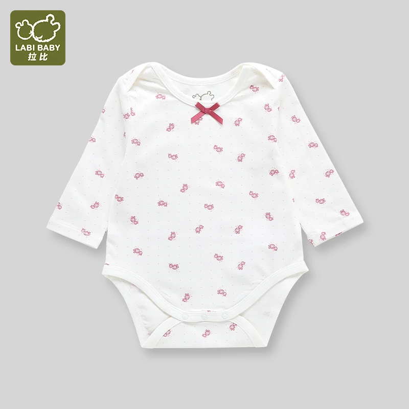 

LABI BABY Girls Bow Rompers Infant Rosette Cotton Bodysuits Newborn Cute Playsuit Toddler Long Sleeve Jumpsuit One Piece Outfits