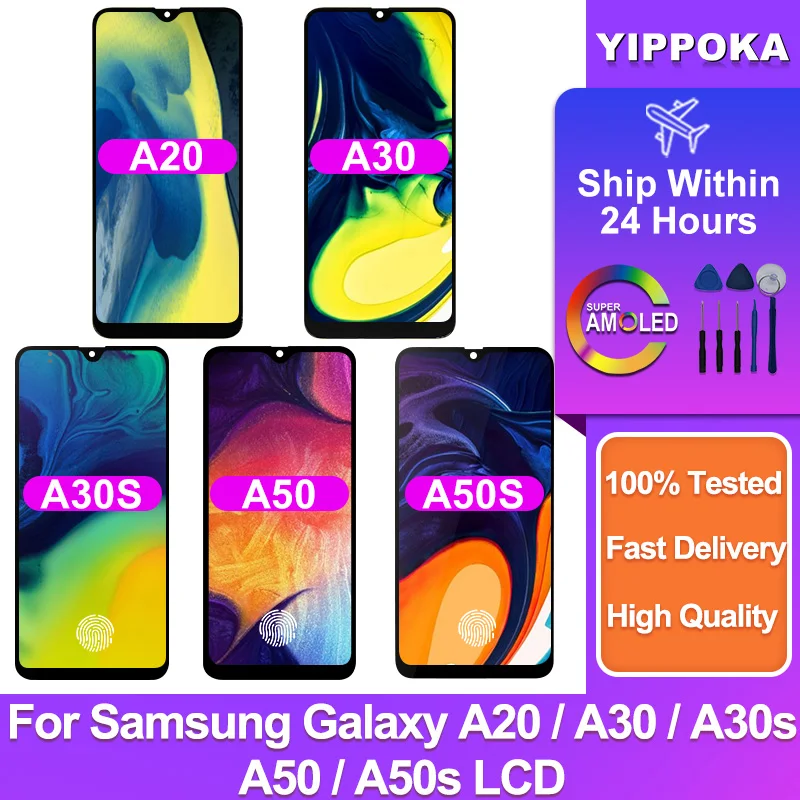 

New Super AMOLED 6.4" For Samsung Galaxy A20 LCD A30 Display A30S LCD A50 Touch Screen For A50S Replacement Screen A205F
