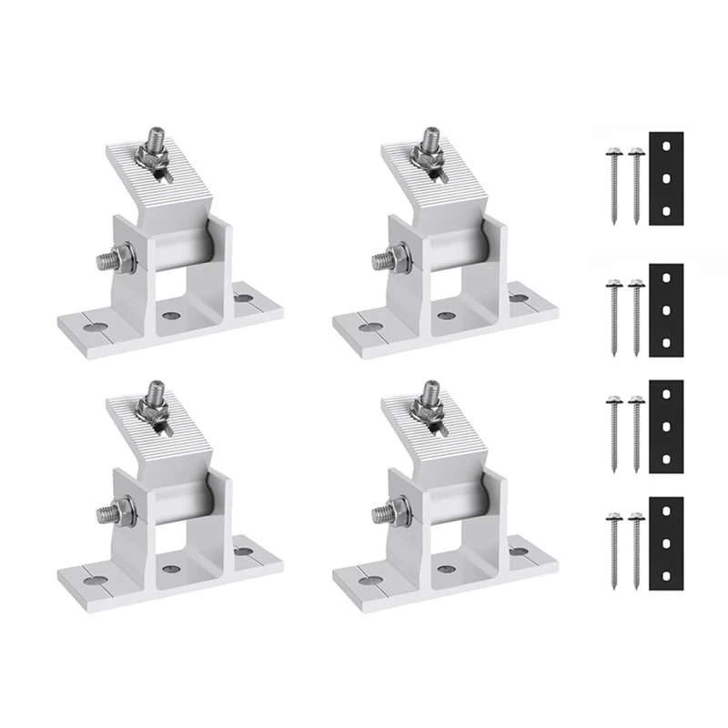 4Set Staffe Per Pannelli Solari Staffe Per Moduli Fotovoltaici Regolabili Da 15-30 °, Supporti Solari, Tetto Piano, Modulo Solare Di Montaggio