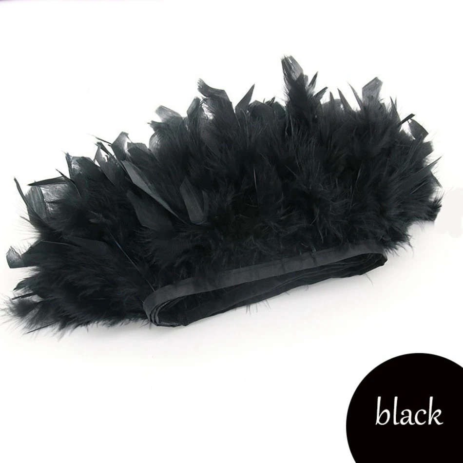 1Meters Natural Turkey Feathers Trim DIY Wedding Marabou Feather Ribbon Crafts Sewing Clothing Party Plume Home Decor